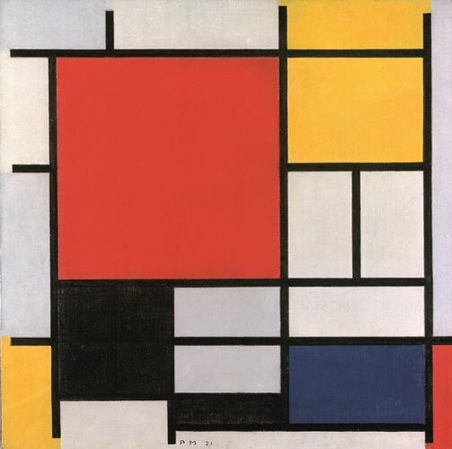 Composition with Large Red Plane, Yellow, Black, Grey and Blue